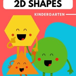Introduction to 2D Shapes kindergarten cover with smiling hexagon, triangle and circle characters