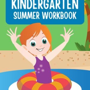 Kindergarten Summer Workbook cover with a smiling girl in a swim ring at the pool